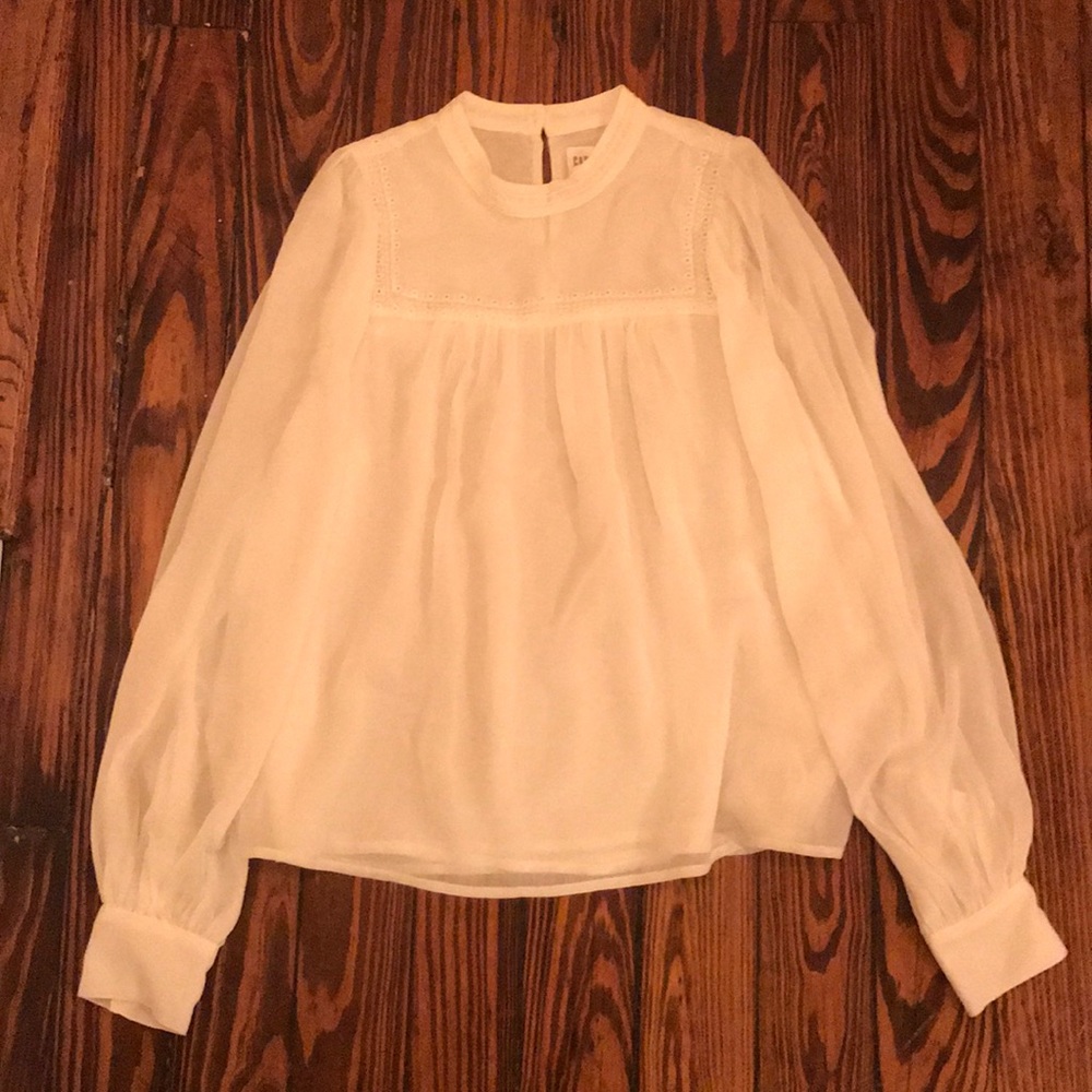 Gap sheer white high neck blouse